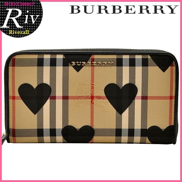 バーバリー 財布 BURBERRY 長財布 ラウンドファスナー ホースフェリーチェック ハート 39...