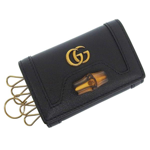 グッチ キーケース 6連 レディース アウトレット レザー バンブー ブラック DIANA 6586...