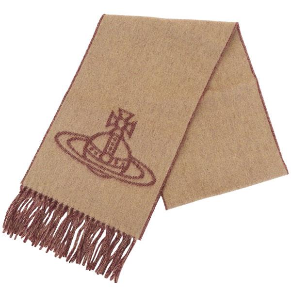 ヴィヴィアンウエストウッド マフラー レディース ウール キャメル SINGLE ORB DOUBL...