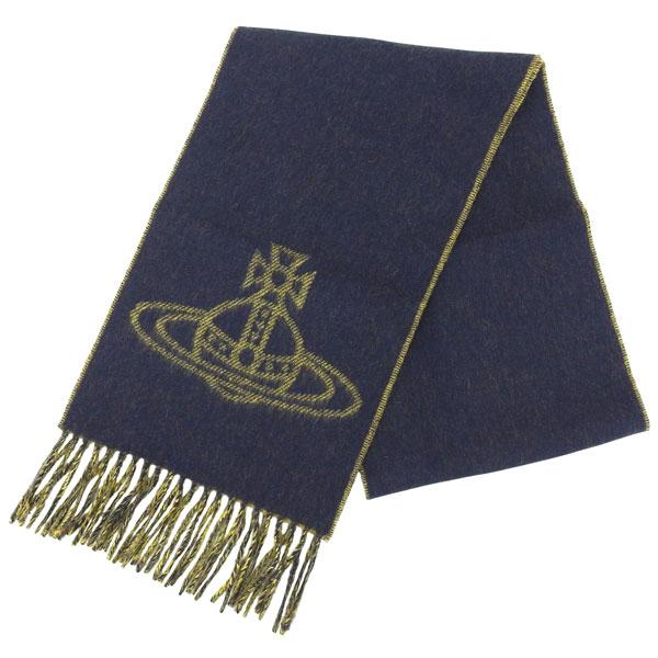 ヴィヴィアンウエストウッド マフラー レディース ウール ネイビーブルー SINGLE ORB DO...