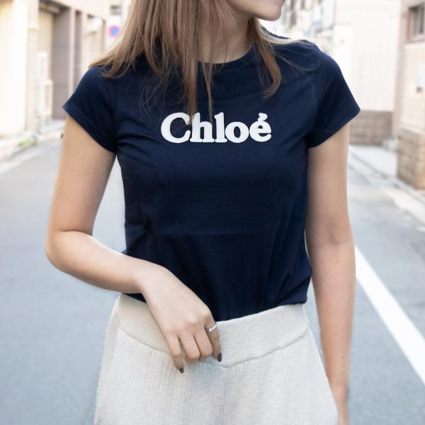 クロエ Tシャツ カットソー ガールズ レディース 14サイズ コットン100% ネイビー C15E...