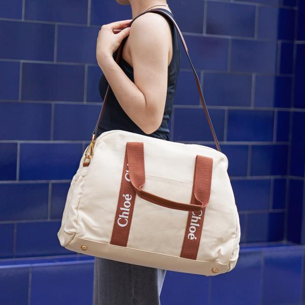 特価 クロエ バッグ レディース ショルダーバッグ 2WAY マザーズバッグ コットン ホワイトブラ...