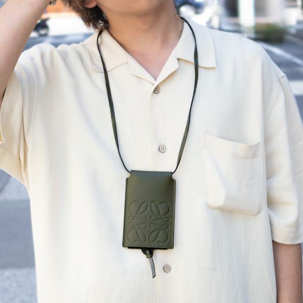 ロエベ カードケース カード入れ メンズ レディース アウトレット アナグラム オリーブグリーン C...