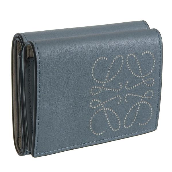 ロエベ 財布 レディース 三つ折り 折財布 アウトレット アナグラム レザー グレー C500TR2...