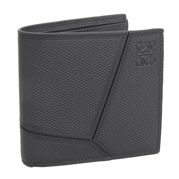 ロエベ 財布 メンズ 二つ折り財布 札入れ 小銭入れなし レザー ブラック PUZZLE BIFOL...