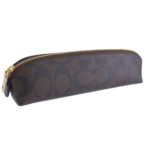 コーチ ペンケース メンズ レディース アウトレット 筆箱 ブラウン ペンシルケース  PVC SI...