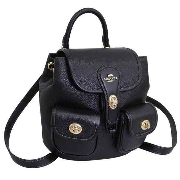 コーチ バッグ レディース リュックサック リュック バックパック アウトレット レザー ブラック ...