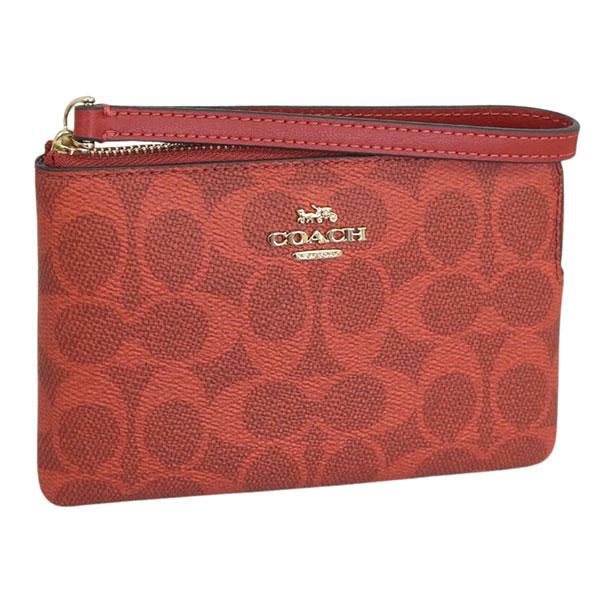 コーチ ポーチ リストレット レディース アウトレット PVC  レッド CRN ZIP SIG C...