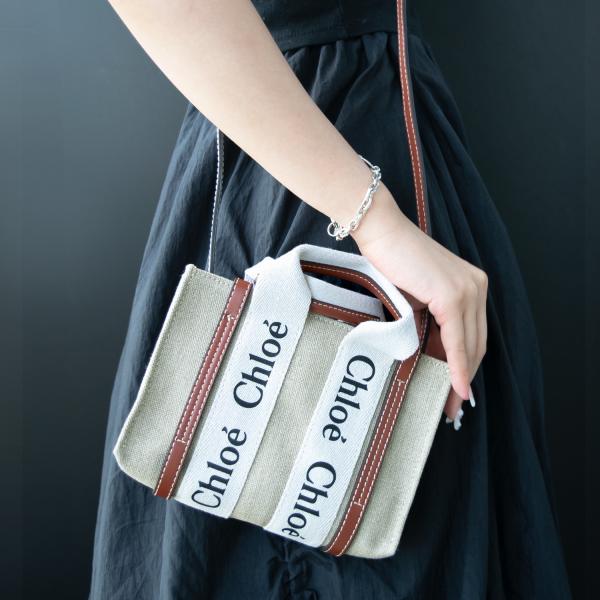 クロエ トートバッグ ショルダーバッグ 2WAY レディース ウッディ ホワイト×ブラウン WOOD...