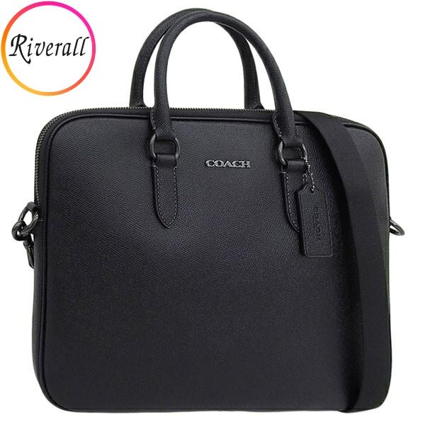 コーチ バッグ メンズ 2WAY ビジネスバッグ アウトレット クロスグレインレザー ブラック リア...