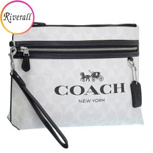 コーチ 小物 レディース ポーチ アウトレット ホワイト×ブラック キャリーオール シグネチャー CARRY ALL POUCH COAC CP198SVWGZ COACH｜riverall