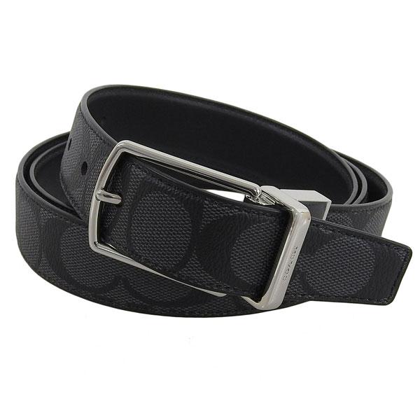 コーチ ベルト メンズ アウトレット ブラック ハーネスバックル カットトゥサイズ リバーシブル 3...