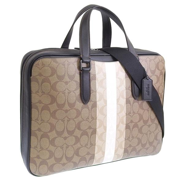 コーチ バッグ メンズ 2WAY ビジネスバッグ ショルダーバッグ アウトレット カーキ ブロックド...