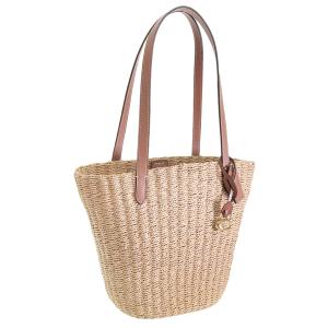 コーチ バッグ レディース トートバッグ ストロー レザー ブラウン スモール ストロートート SM STRAW TOTE CQ785B4TXI COACH｜riverall