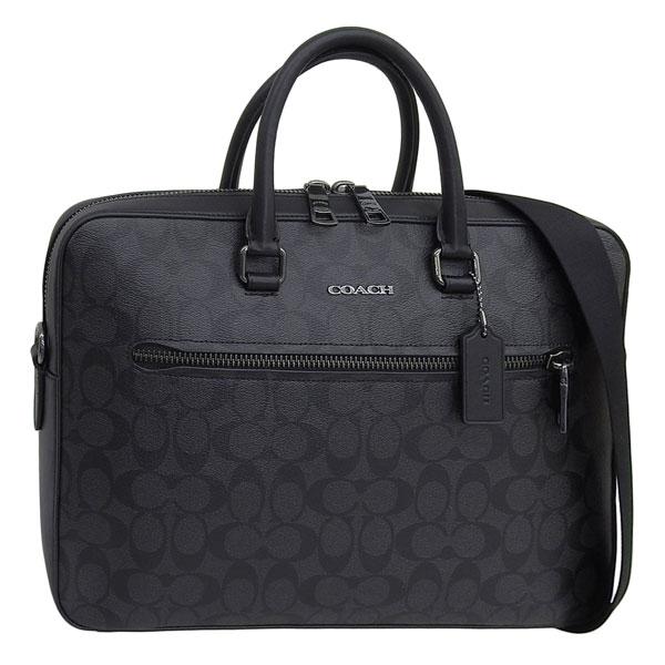 コーチ バッグ メンズ ビジネスバッグ アウトレット ブラック イーサン スリムブリーフ シグネチャ...