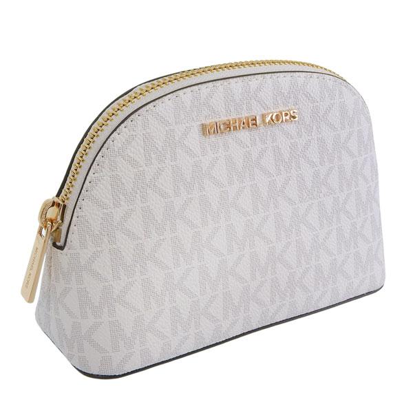 マイケルコース コスメポーチ 化粧ポーチ レディース アウトレット ホワイト PVC D35S3GT...