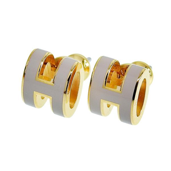 【並行輸入品】【数量限定セール】エルメス アクセサリー レディース ピアス ゴールド×ベージュマロン...