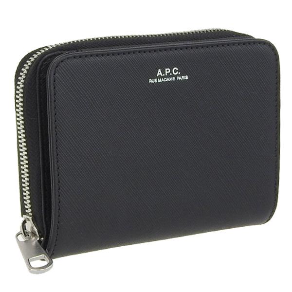 アーペーセー APC compact emmanuel 財布 折財布 二つ折り 財布 レザー ブラッ...
