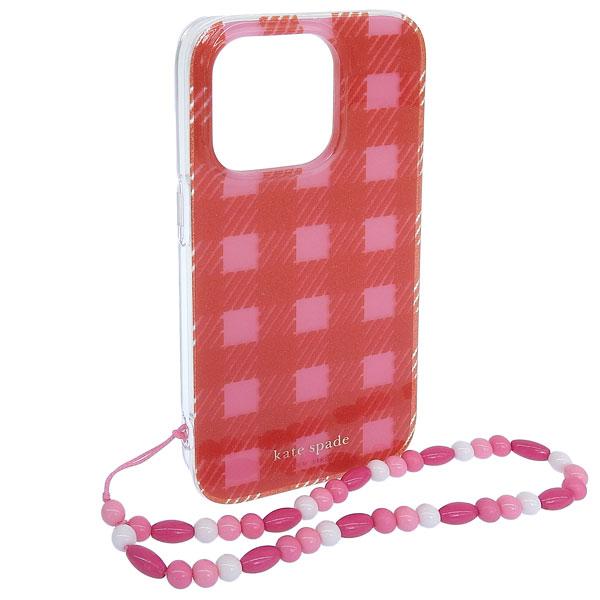 ケイトスペード スマホケース レディース iPhone 14 PRO ストラップ付き レッドピンク ...