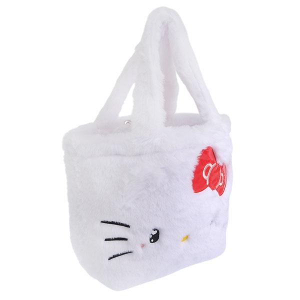 サンリオ キティ バッグ レディース ハンドバッグ フェイクファー ホワイト KTダイカットファーテ...