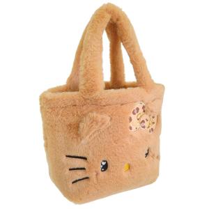 サンリオ キティ バッグ レディース ハンドバッグ フェイクファー ベージュ KTダイカットファーテサゲ 14 LEO KT14 SANRIO