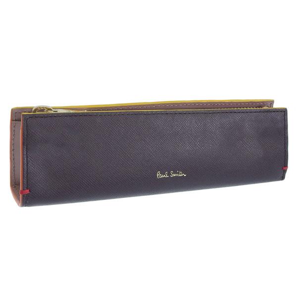 ポールスミス ペンケース 筆箱 メンズ レディース アウトレット レザー マルチストライプ パープル...