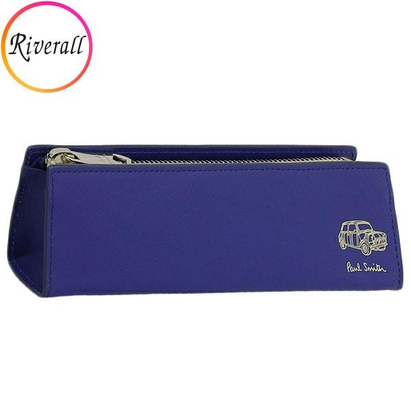 ポールスミス 小物 メンズ レディース ペンケース 筆箱 アウトレット レザー ブルー ミニエンボス...