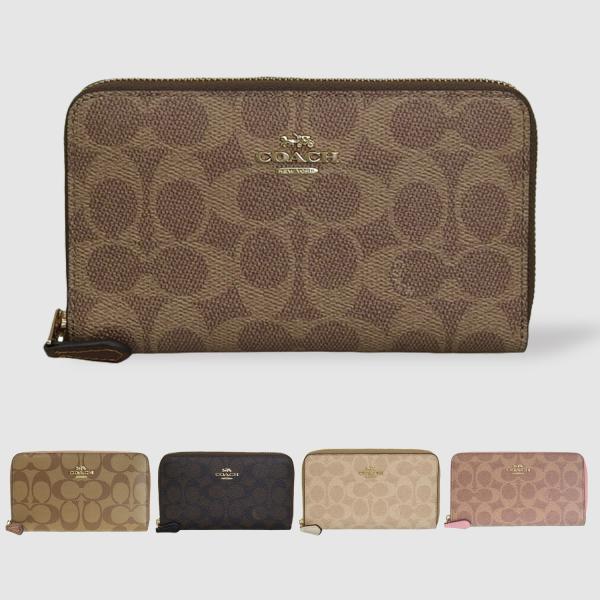 コーチ 財布 レディース ミディアム財布 アウトレット ブラウン シグネチャー キャンバス MDM ...