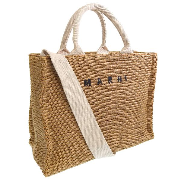 マルニ トートバッグ ショルダーバッグ レディース 2WAY コットン ナイロン ブラウン SHMP...