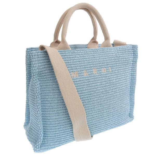マルニ トートバッグ ショルダーバッグ レディース 2WAY コットン ナイロン ブルー SHMP0...