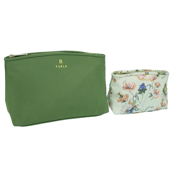 フルラ コスメポーチ 化粧ポーチ レディース アウトレット グリーン カメリア FURLA CAME...