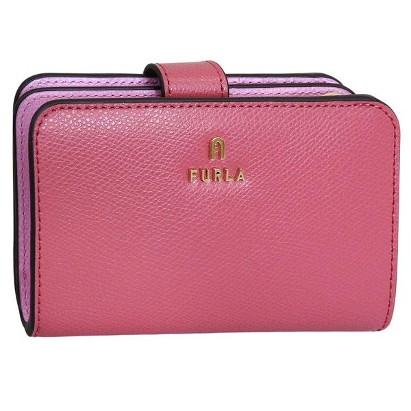 フルラ 財布 レディース 2つ折り 折財布 コンパクト レザー ピンク カメリア FURLA CAM...