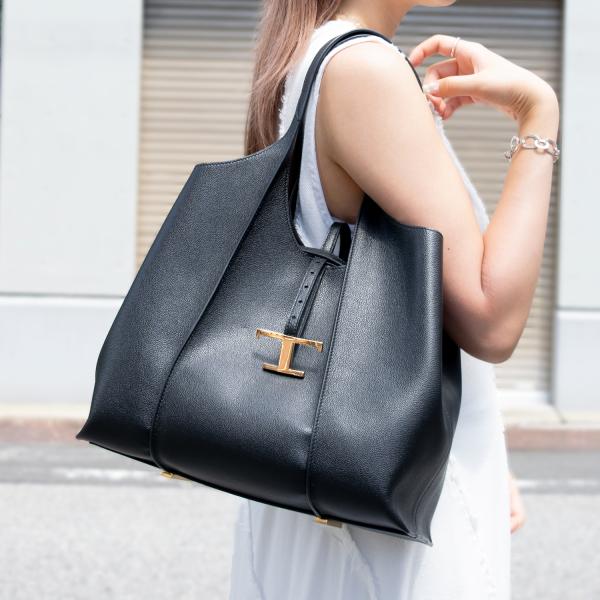 トッズ バッグ レディース トートバッグ レザー ブラック TSB SHOPPING PEND T ...