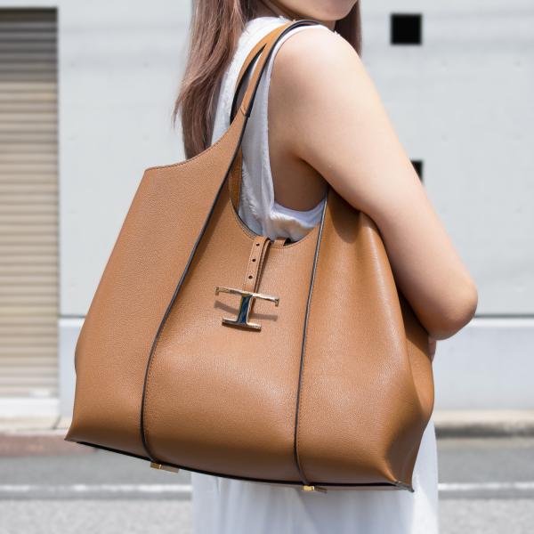 トッズ バッグ レディース トートバッグ レザー ブラウン TSB SHOPPING PEND T ...