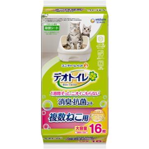 【ユニチャーム】デオトイレ　複数ねこ用　消臭・抗菌シート　ナチュラルソープの香り　１６枚ｘ１２個（ケ...