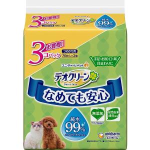 【ユニチャーム】デオクリーン　純水９９％ウェットティッシュ　つめかえ用　７０枚ｘ３個パック