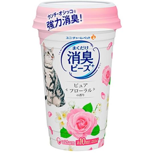 【ユニチャーム】猫トイレまくだけ　香り広がる消臭ビーズ　ピュアフローラルの香り　４５０ｍｌｘ９個（ケ...