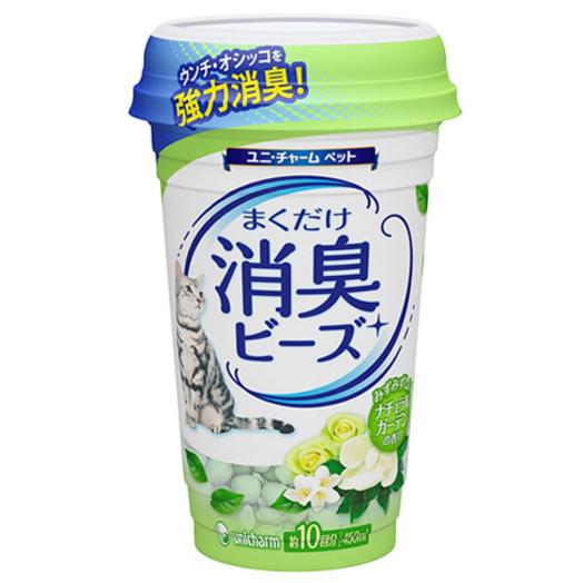 【ユニチャーム】猫トイレまくだけ　香り広がる消臭ビーズ　ナチュラルガーデンの香り　４５０ｍｌ