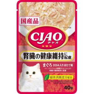 【いなばペット】チャオパウチ　腎臓の健康維持に配慮　まぐろ　ささみ入り　ほたて味　４０ｇ