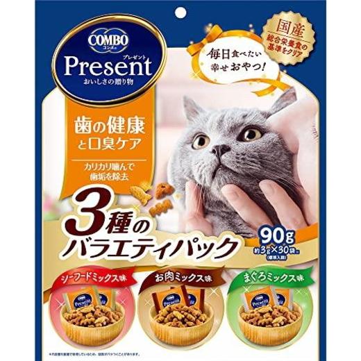 【日本ペット】コンボ　プレゼント　キャット　おやつ　歯の健康と口臭ケア ３種のバラエティパック　９０...
