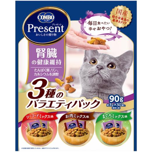 【日本ペット】コンボ　プレゼント　キャット　腎臓の健康維持　３種のバラエティパック　９０ｇ