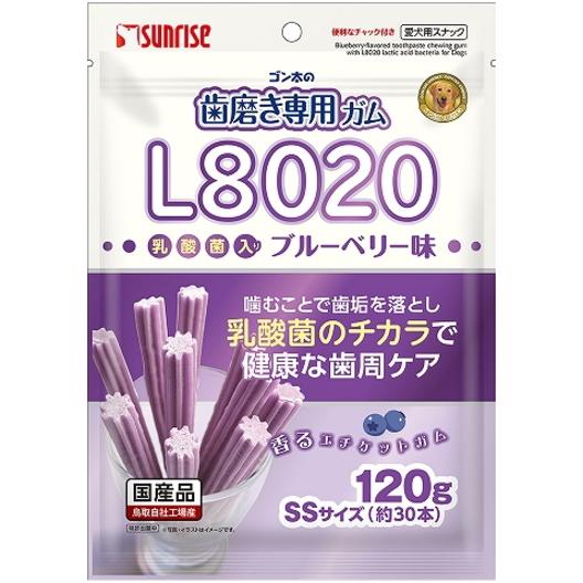 【サンライズ】ゴン太の歯磨き専用ガム　ＳＳサイズ　Ｌ８０２０乳酸菌入り　ブルーベリー味　１２０ｇ