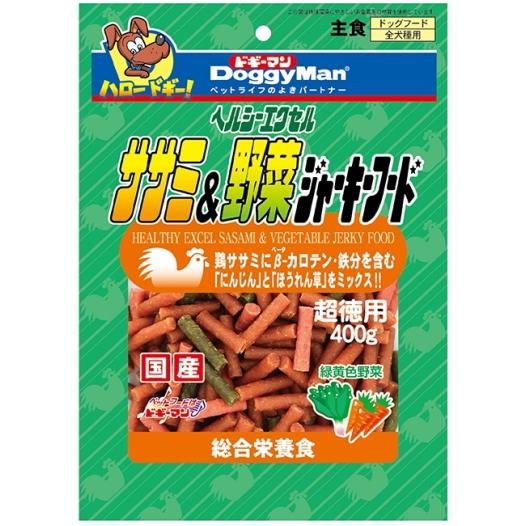 【ドギーマンハヤシ】ヘルシーエクセルササミ＆野菜ジャーキーフード　４００ｇｘ２４個（ケース販売）