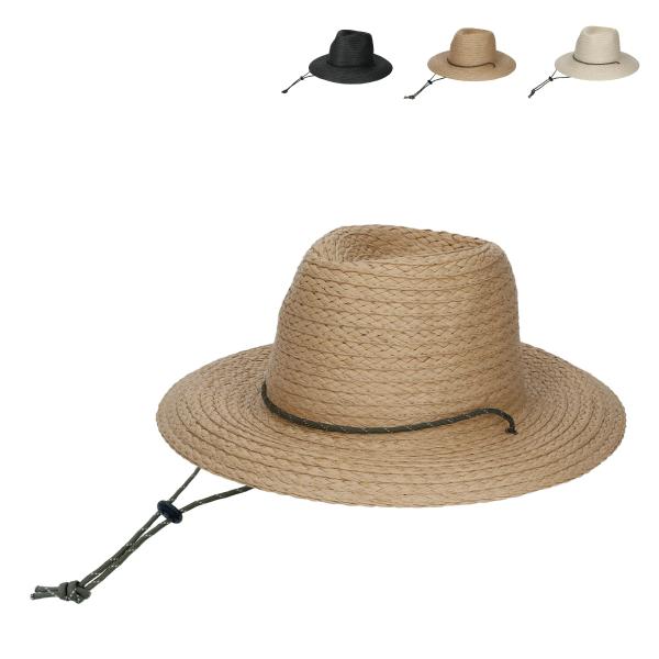 あご紐 つば広 抗菌 消臭 吸水速乾 ペーパーハット 中折れ 麦わら帽子 通気性 紫外線 UV対策 ...