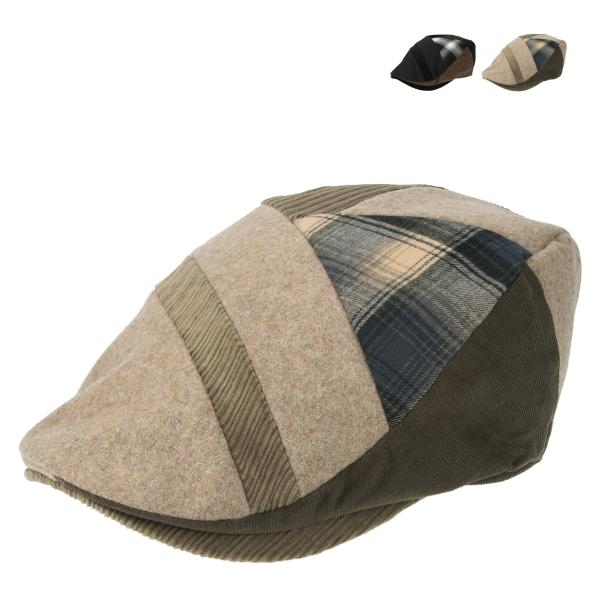 パッチワーク 抗菌 消臭 アイビー メルトン コーデュロイ チェック 帽子 メンズ レディース フリ...