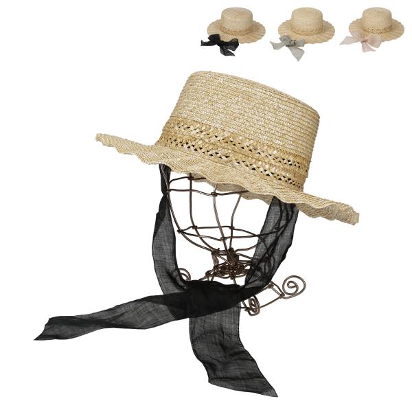 つば広ハット カンカン帽 抗菌 消臭 ハット ストローハット 日除け 帽子 レディース フリーサイズ...