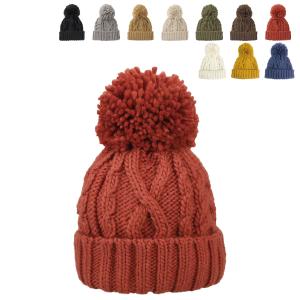 ラバブル Heavy Cable Watch 帽子 大きめ ポンポン ラバブル ニットキャップ ニット帽 肉厚 厚手 レディース 女性用 可愛い ポンポン付き ケーブル編み