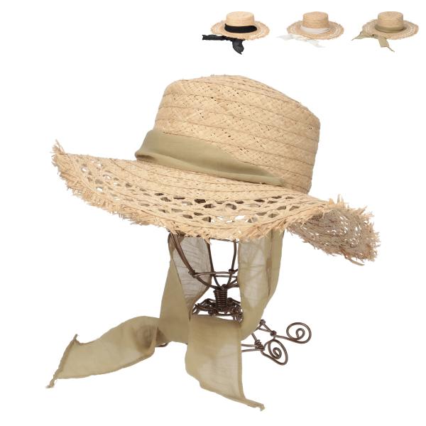 フリンジ カンカン帽 シアー あご紐 リボン 麦わらハット 抗菌 消臭 ハット 日除け 帽子 レディ...