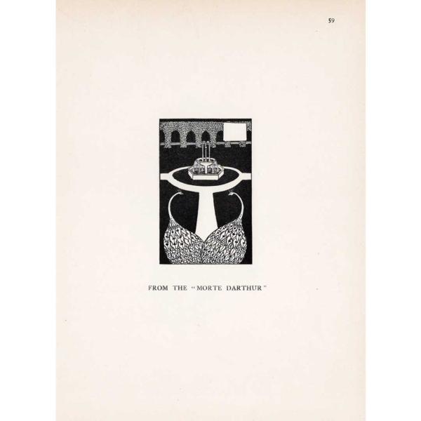 オーブリー・ビアズリー≪アーサー王の死≫1905年の画集より当時印刷オリジナル挿絵　リボリアンティー...