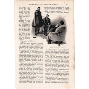 シャーロック・ホームズ《ボヘミアの醜聞》（マスクを外すボヘミア王）1891年当時のオリジナル挿絵 【Rivoli Antiques】